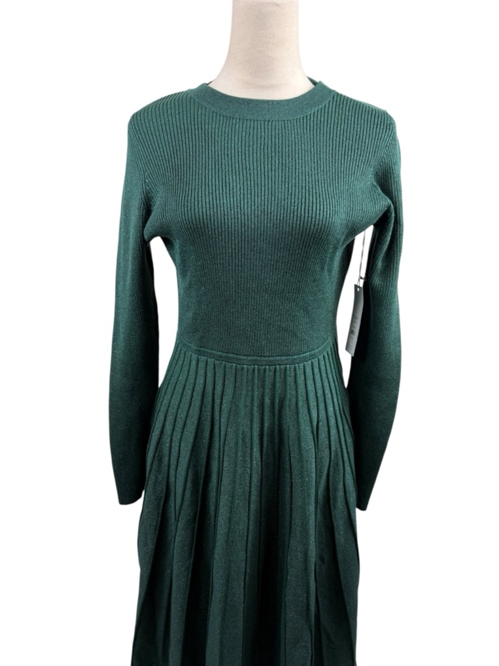 NWT Draper James Deep Green Ribbed Fit-and-Flare Long Sleeve Dress Size XL - Picture 3 of 11